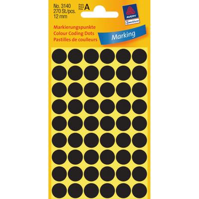 Etiket az 3140 rond 12mm zwart 270stuks
