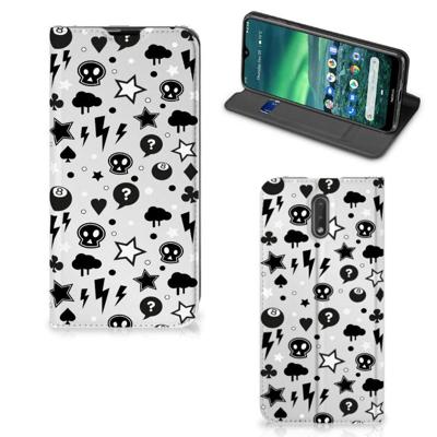 Mobiel BookCase Nokia 2.3 Silver Punk Mobiel BookCase Nokia 2.3 Silver Punk