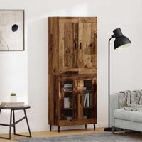 Hoge kast 2 pcs Oud Hout Geengineerd Hout en Glas - thumbnail