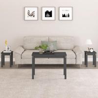 Tafeltjesset 3 st massief grenenhout grijs - thumbnail