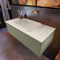 Badkamermeubelset Mondiaz Erin 100 cm met 1 Lade met RIDGE Wastafel Midden Linen Zonder Kraangaten Greeploos Mat Army - thumbnail