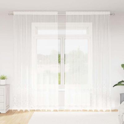 Gordijnen met gordijnen Bloemen Wit 200 x 280 cm Polyester Gordijnen met gordijnen Bloemen Wit 200 x 280 cm Polyester