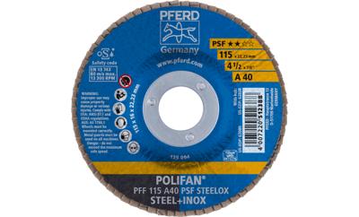 PFERD TOOLS 67644115 PFF 115 A 40 PSF STEELOX Lamellenschijf Diameter 115 mm Boordiameter 22.23 mm Korrelgrootte (num) 40 RVS, Staal 10 stuk(s)