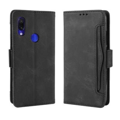 Portemonnee stijl huid voelen kalf patroon lederen draagtas voor Xiaomi Redmi 7 met aparte kaartsleuf (zwart)