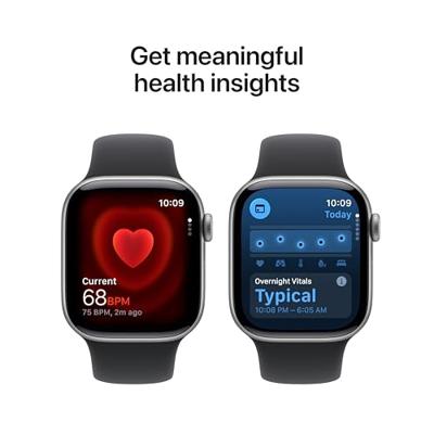 Apple Watch Series 11 GPS + Cellular 42 mm Aluminium kast Sport Band Zwart M/L