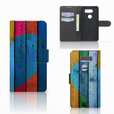 LG V30 Book Style Case Wood Heart - Cadeau voor je Vriend LG V30 Book Style Case Wood Heart - Cadeau voor je Vriend
