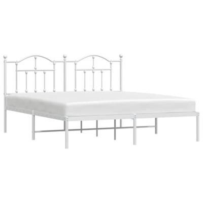 Bedframe met hoofdbord metaal wit 160x200 cm