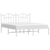Bedframe met hoofdbord metaal wit 160x200 cm - thumbnail