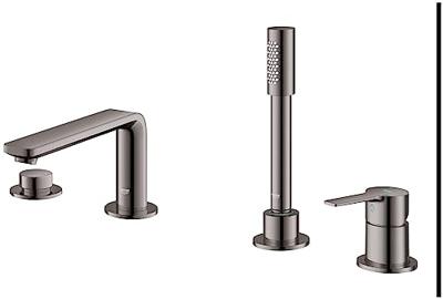 Badrandcombinatie Met Baduitloop Grohe Lineare New 4-gats Afbouwdeel Chroom