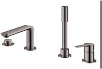 Grohe Badrandcombinatie Met Baduitloop Lineare New 4-gats Afbouwdeel Chroom - thumbnail