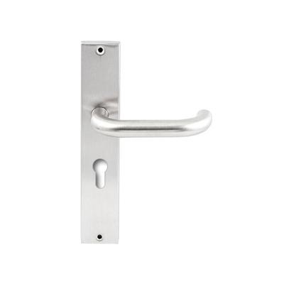 Hardbrass Deurkruk Stockholm op rechthoekig langschild profielcilindergat 55mm - RVS Hardbrass Deurkruk Stockholm op rechthoekig langschild profielcilindergat 55mm - RVS