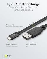 Wentronic Goobay USB 2.0 kabel USB-C naar USB A, zwart, 0,5 m - geschikt voor apparaten met USB-C aansluiting (55467) - thumbnail