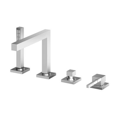 Badkraan Hotbath Bloke Inbouw Thermostatisch Vierkant Geborsteld Nikkel 2 Greeps 4 Gats met Handdouche Badkraan Hotbath Bloke Inbouw Thermostatisch Vierkant Geborsteld Nikkel 2 Greeps 4 Gats met Handdouche