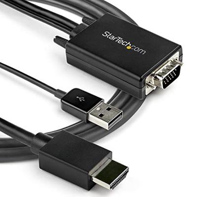 StarTech.com 2 m VGA-naar-HDMI-converterkabel met USB-audioondersteuning en voeding - Analoog naar digitaal videoadapterkabel om een VGA-pc op HDMI-scherm aan te sluiten - 1080p mannelijk naar