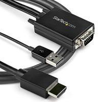 StarTech.com 2 m VGA-naar-HDMI-converterkabel met USB-audioondersteuning en voeding - Analoog naar digitaal videoadapterkabel om een VGA-pc op HDMI-scherm aan te sluiten - 1080p mannelijk naar - thumbnail