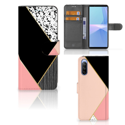 Sony Xperia 10 III | Book Case | Zwart Roze Vormen