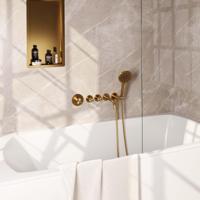 Brauer Gold Edition Badkraan Inbouw - douchegarnituur - 20cm uitloop - met inbouwdeel - 3 gladde knoppen - handdouche rond 3 standen - PVD - geborsteld goud 5-GG-023 - thumbnail