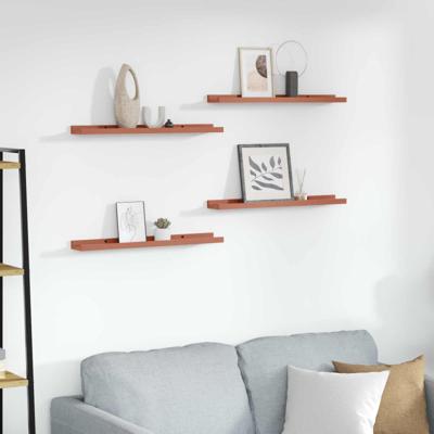 Wandplank met plank 4 pcs Rood 60 x 9 x 3 cm Bewerkt hout