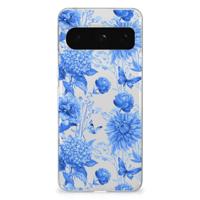 TPU Case voor Google Pixel 8 Pro Flowers Blue - thumbnail