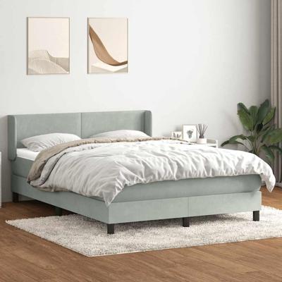 Boxspring met matras fluweel lichtgrijs 160x210 cm