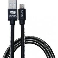 Senza Premium Leather Charge/Sync Cable Micro USB 1.5m. 12W Black - thumbnail