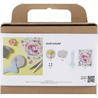 Creativ Company Mini hobbyset boetseren, steen met insect, grijs, lichtroze, licht turquoise, 1 doos - thumbnail