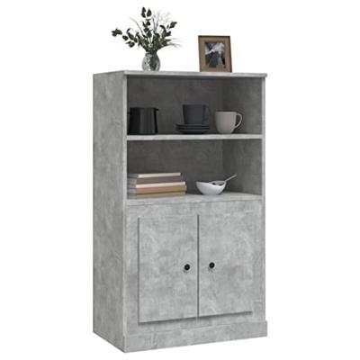 Hoge kast 60x35,5x103,5 cm bewerkt hout betongrijs
