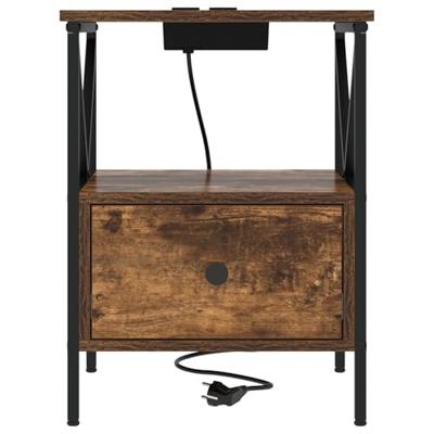 Nachtkastje Gerookt eiken 41,5 x 40,5 x 55 cm Bewerkt hout