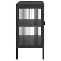 Dressoir 105x35x70 cm glas en staal zwart - thumbnail