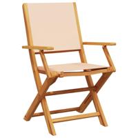 Tuinstoelen 8 st inklapbaar stof en massief hout beige - thumbnail