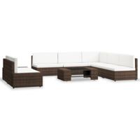 7-delige Loungeset poly rattan bruin - thumbnail