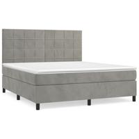 Boxspring met matras fluweel lichtgrijs 160x200 cm - thumbnail