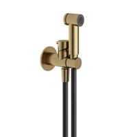 Hotbath Mate Knijphanddoucheset met doucheslang 1 mtr. houder met mengkraan BB Geborsteld messing KHDS3EXTBB - thumbnail