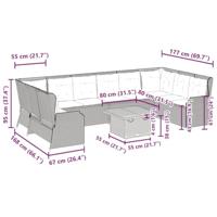 7-delige Loungeset met kussens poly rattan beige - thumbnail