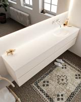 Mondiaz Vica 200cm badmeubel linen 4 lades wastafel Moon rechts zonder kraangat - thumbnail