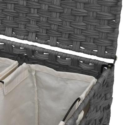 Wasmand op wielen 66x35x60 cm rattan grijs Wasmand op wielen 66x35x60 cm rattan grijs