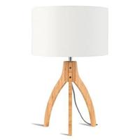 Good&Mojo Tafellamp 'Annapurna' Bamboe en Eco linnen, kleur Wit - thumbnail
