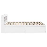 Bedframe met hoofdbord massief grenenhout wit 140x190 cm - thumbnail