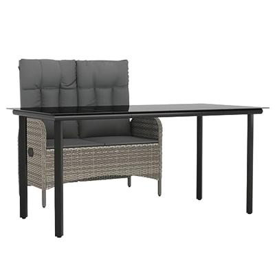 2-delige Tuinset met kussens poly rattan grijs