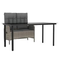 2-delige Tuinset met kussens poly rattan grijs - thumbnail