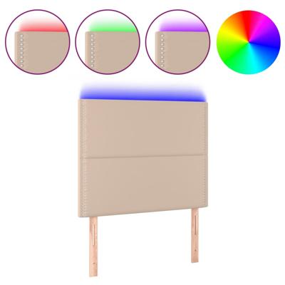 Hoofdbord LED 90x5x118/128 cm kunstleer cappuccinokleurig - thumbnail