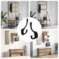 Kledinghaak 2 pcs Zwart 102 x 29 x 47mm Zinklegering - thumbnail