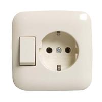 Busch-Jaeger combi inbouw wandcontactdoos - randaarde - 4045057 - crèmewit - thumbnail