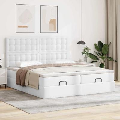 Ottoman bed met matrassen en LED's 200x200cm kunstleer