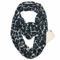 Multifunctionele mode zip Pocket design sjaal (Leopard zwart grijs) - thumbnail