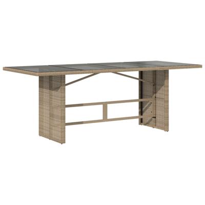 Tuintafel met glazen blad 190x80x74 cm poly rattan beige - thumbnail