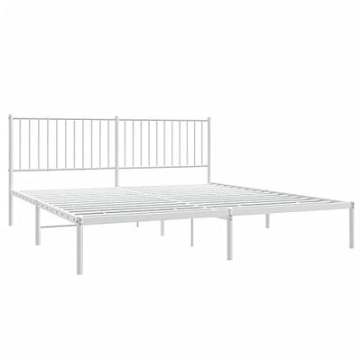 Bedframe met hoofdbord metaal wit 183x213 cm