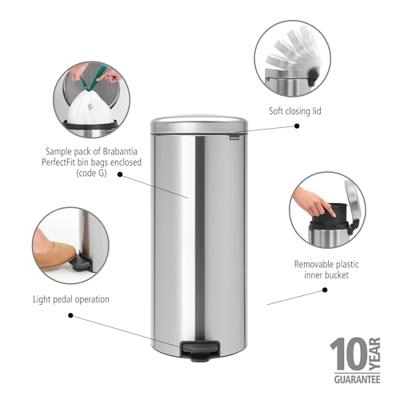 Brabantia NewIcon Pedaalemmer 30L RVS