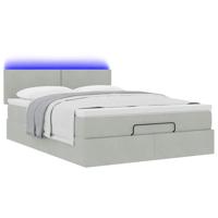 Ottoman bed met matras en LED's 160x200cm fluweel lichtgrijs - thumbnail