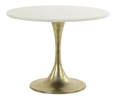 Light & Living Bijzettafel 'Rickerd' Ø61cm, wit marmer+antiek brons